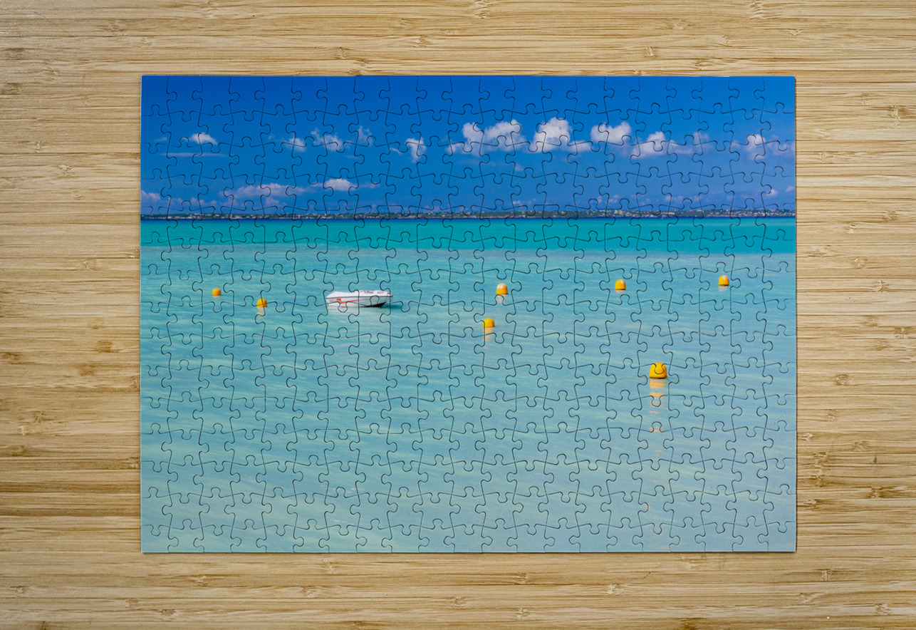 Speedboat in calm sea off Grand Case St Martin Steve Heap Puzzle printing