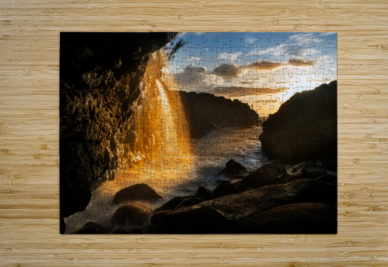 Waterfall near Queens Bath in Princeville Kauai  HD Metal print with Floating Frame on Back
