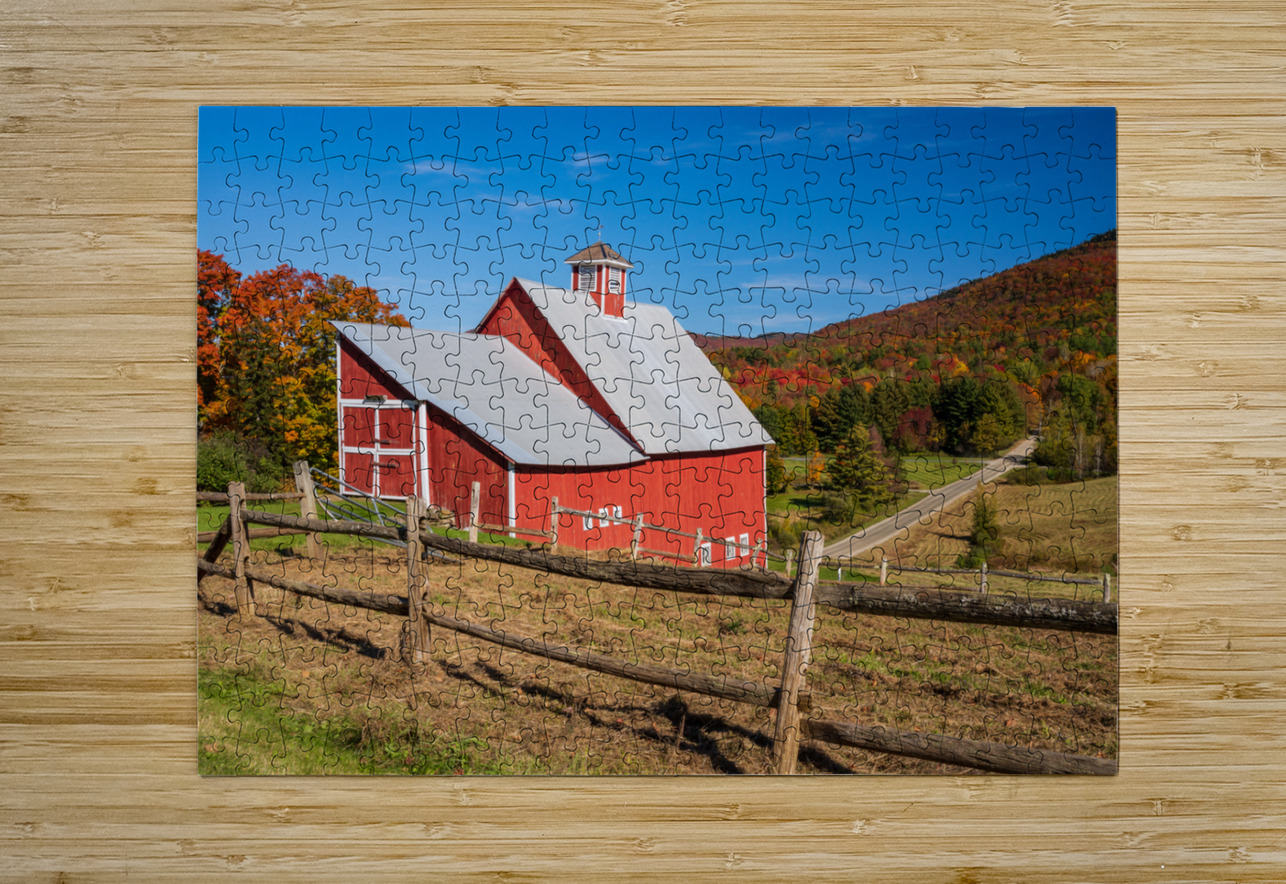 Grandview Farm barn with fall colors in Vermont  HD Metal print with Floating Frame on Back