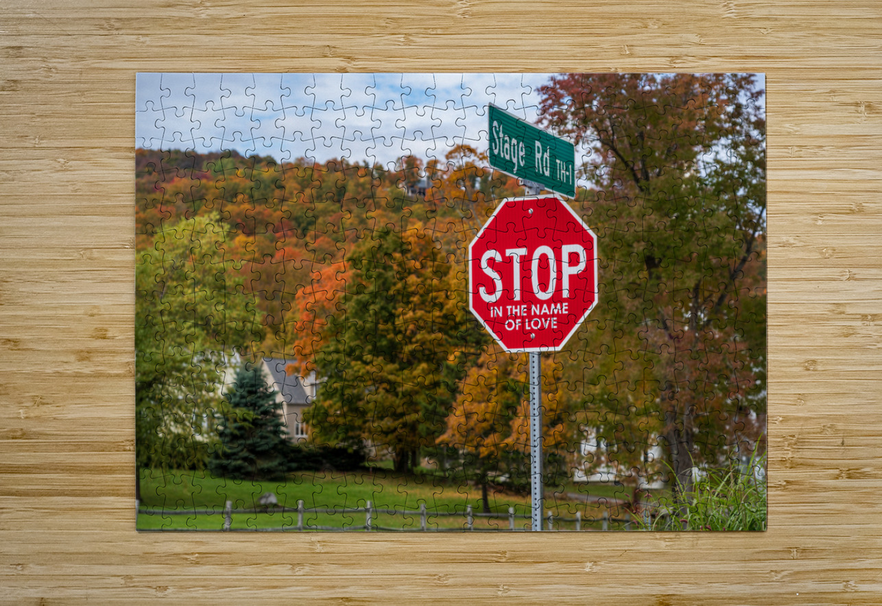 Stop in the name of love road sign in Vermont Steve Heap Puzzle printing