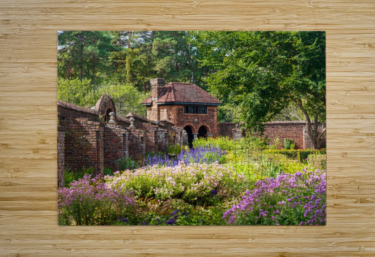 Brick walled garden for vegetables and flowers at Fort Steve Heap Puzzle printing