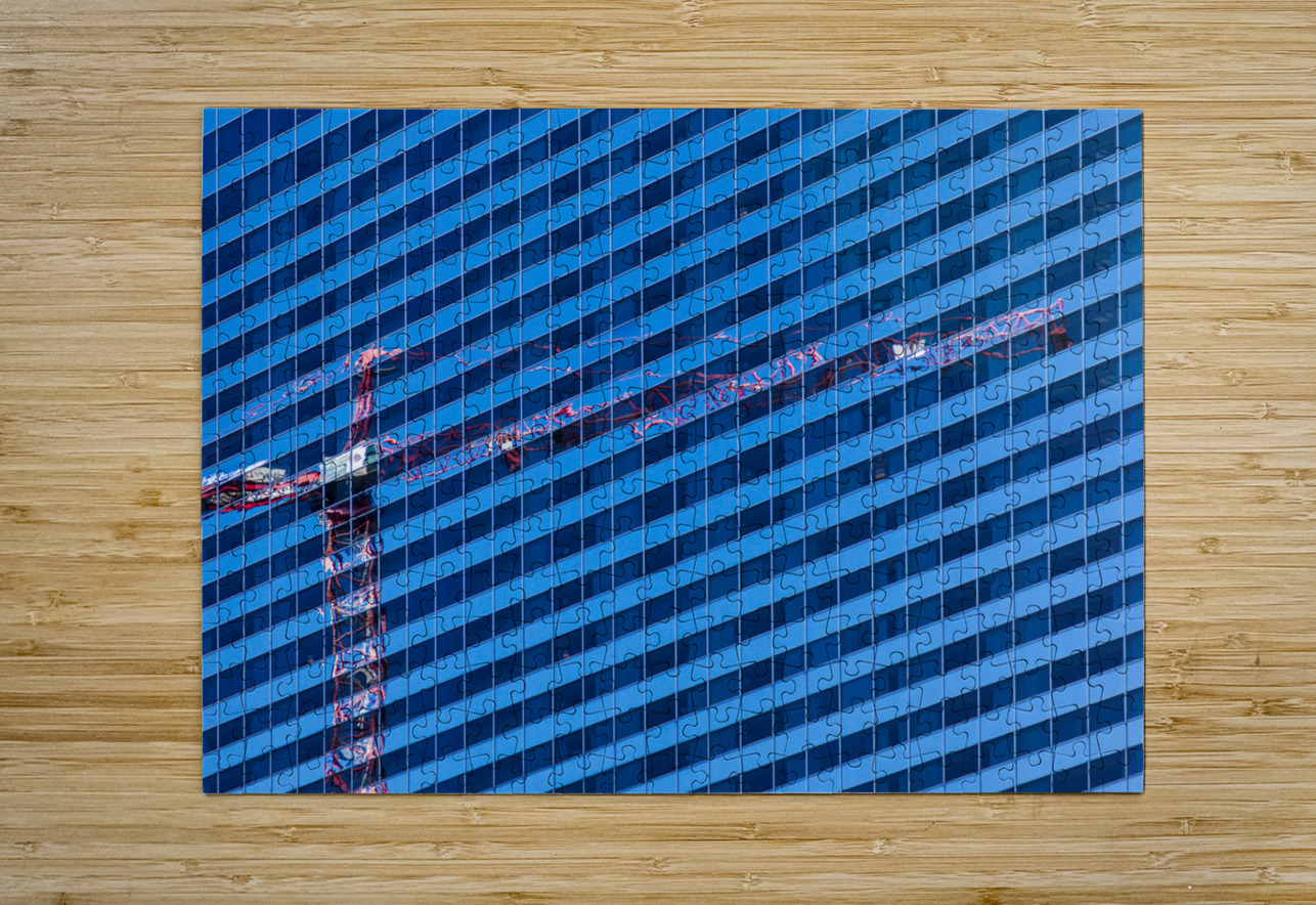 Reflection of crane in Chicago windows Steve Heap Puzzle printing
