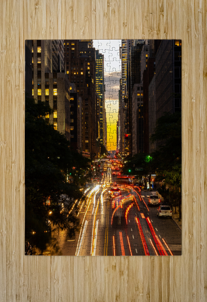 Traffic streams on 42nd street in NY after sunset Steve Heap Puzzle printing