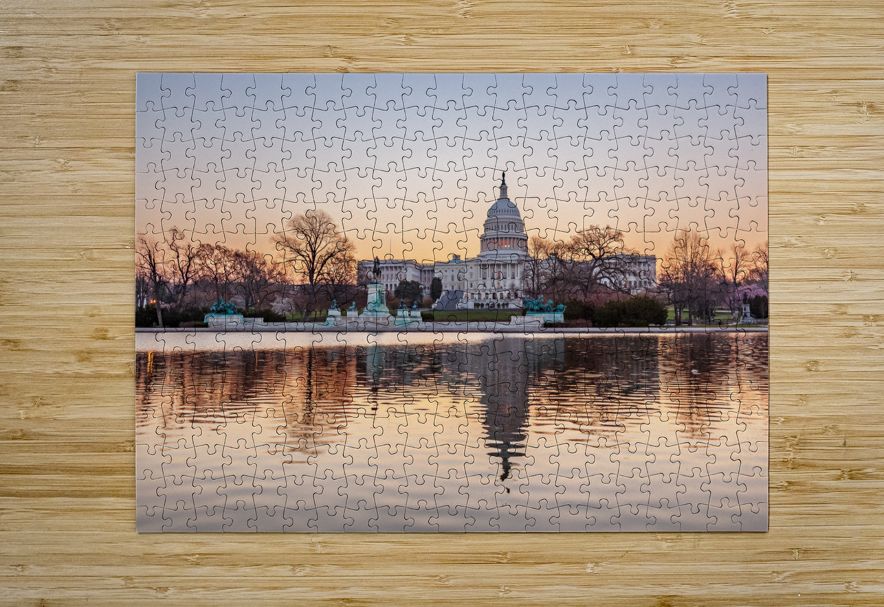 Dawn behind the dome of the Capitol in DC Steve Heap Puzzle printing