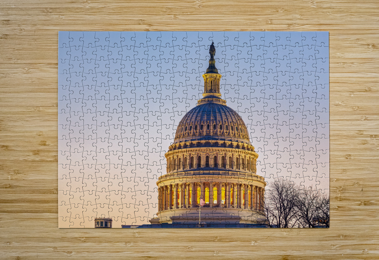 Sunrise behind the dome of the Capitol Steve Heap Puzzle printing