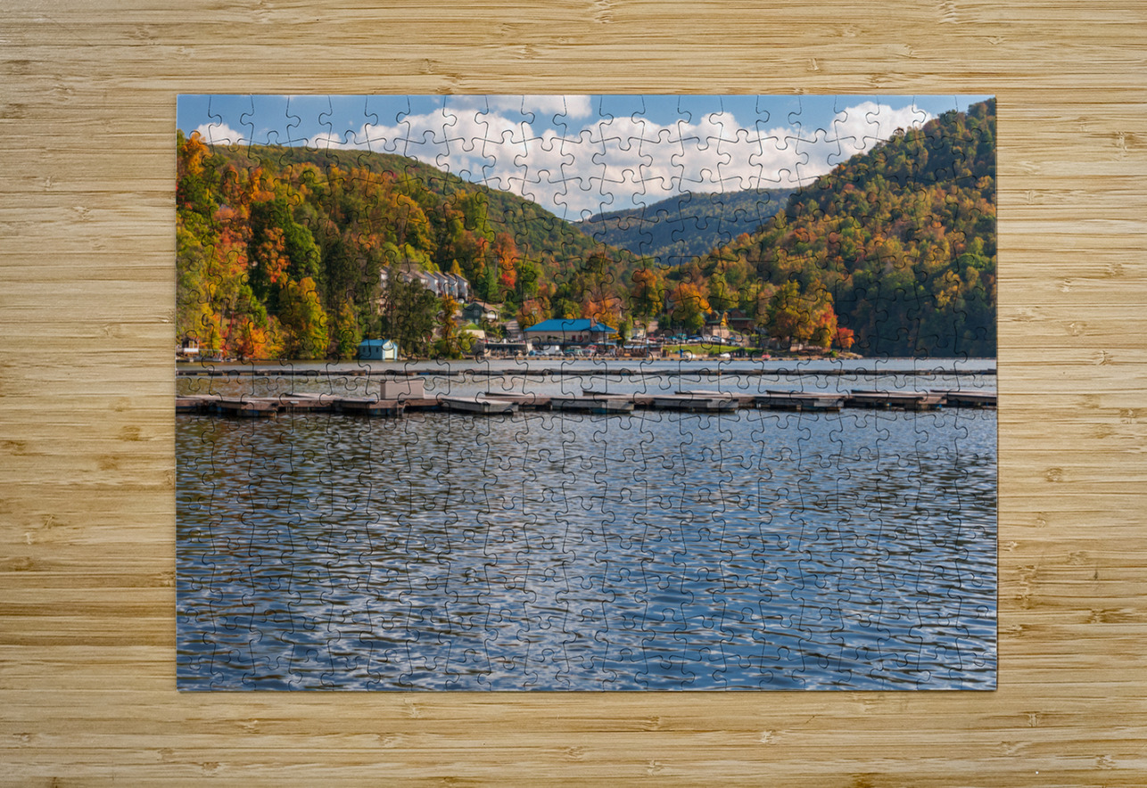 Marina and fall colors on Cheat Lake Morgantown Steve Heap Puzzle printing