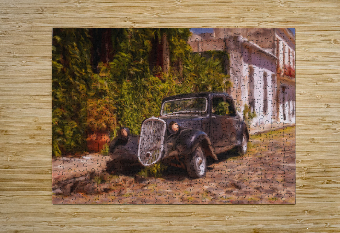 Oil painting of old car in Colonia del Sacramento Steve Heap Puzzle printing