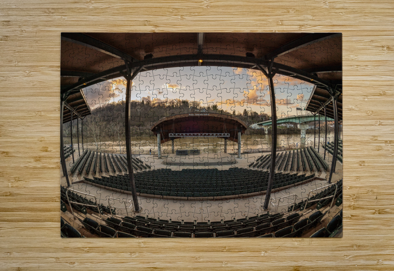 Fisheye lens view of Ruby Amphitheater in Morgantown WV Steve Heap Puzzle printing