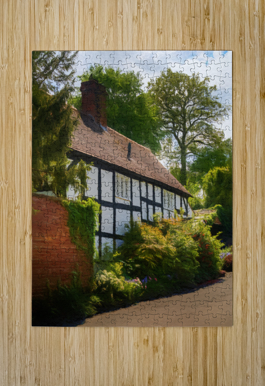 Pastel drawing of tudor home in Ellesmere Shropshire Steve Heap Puzzle printing