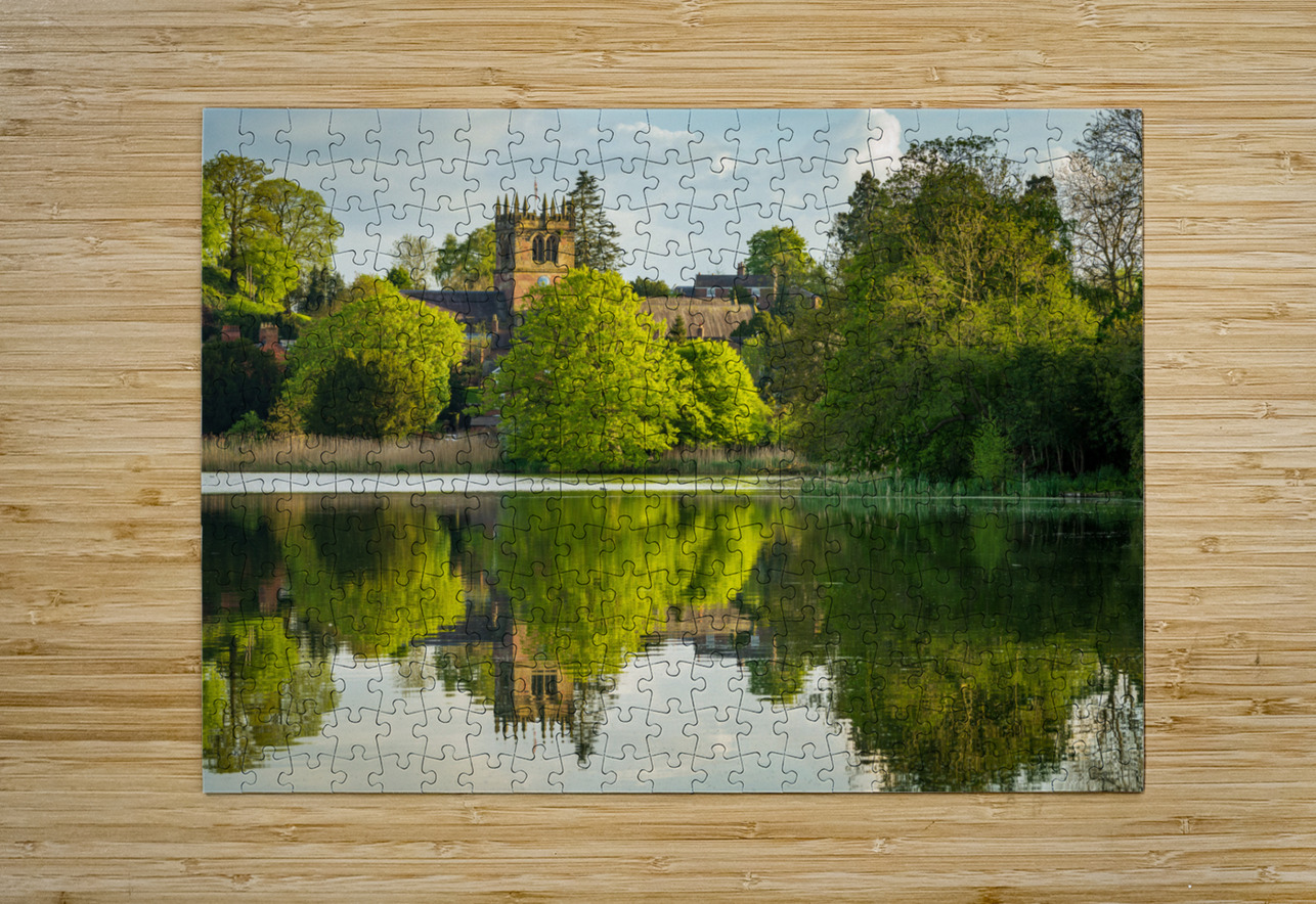 View across the Mere to the town of Ellesmere in Shropshire Steve Heap Puzzle printing