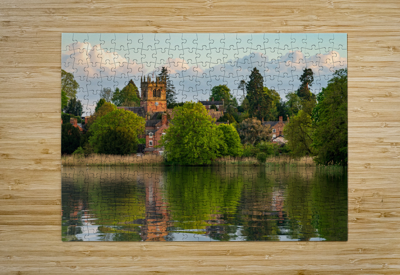 View across the Mere to the town of Ellesmere in Shropshire Steve Heap Puzzle printing