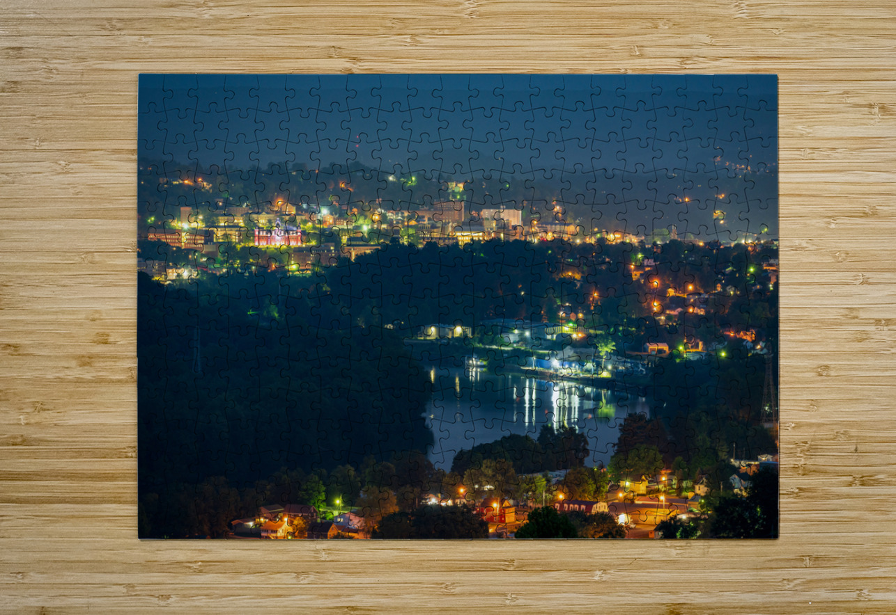 Lights twinkling in Morgantown at night Steve Heap Puzzle printing