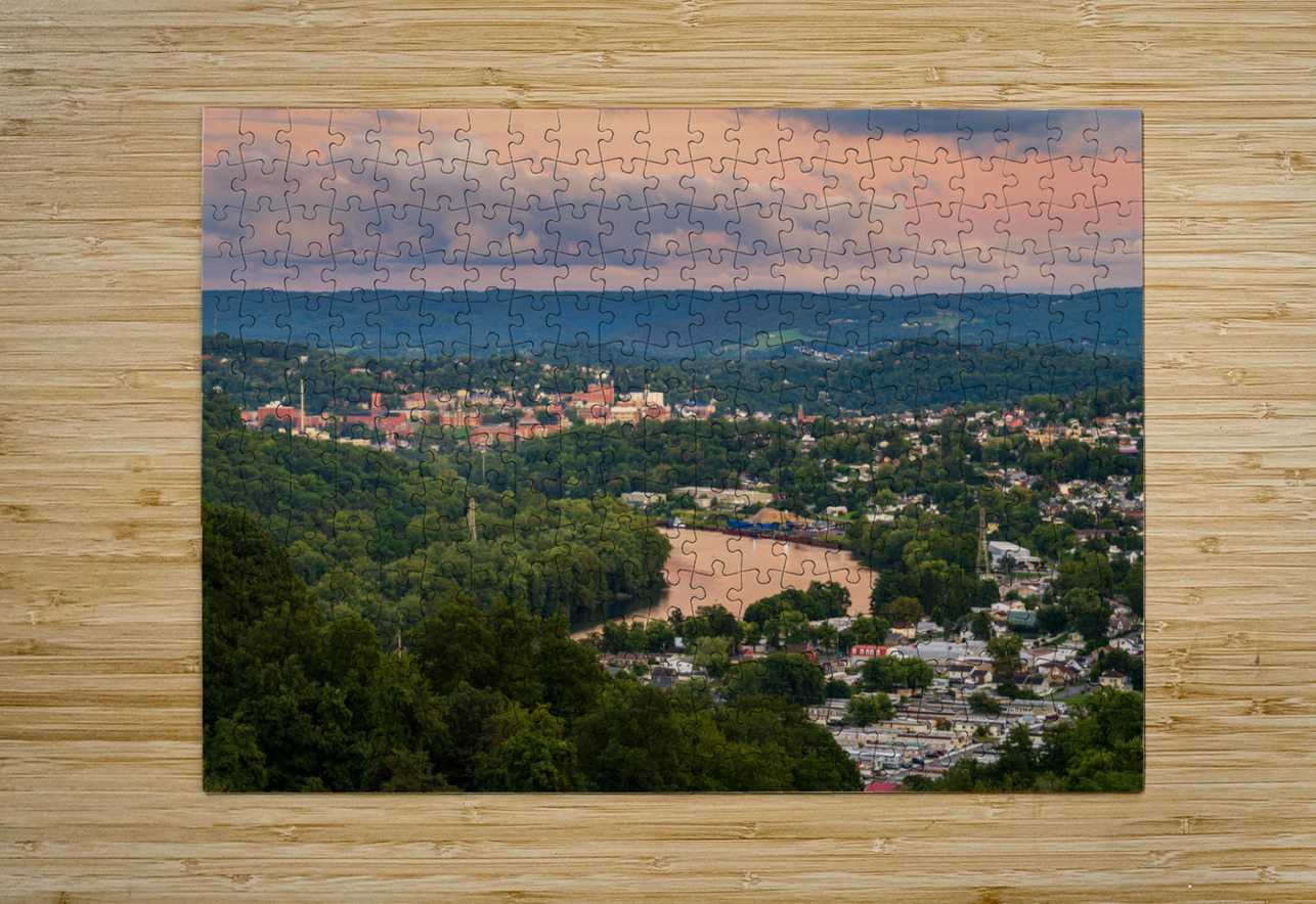 Sunset lights the sky above Morgantown in West Virginia Steve Heap Puzzle printing
