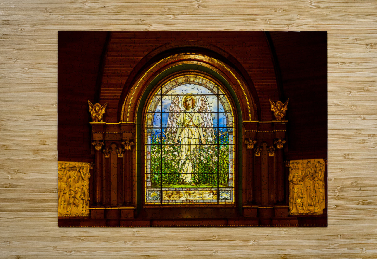 The Angel among the Lilies. Tiffany stained glass window. 1896 Steve Heap Puzzle printing