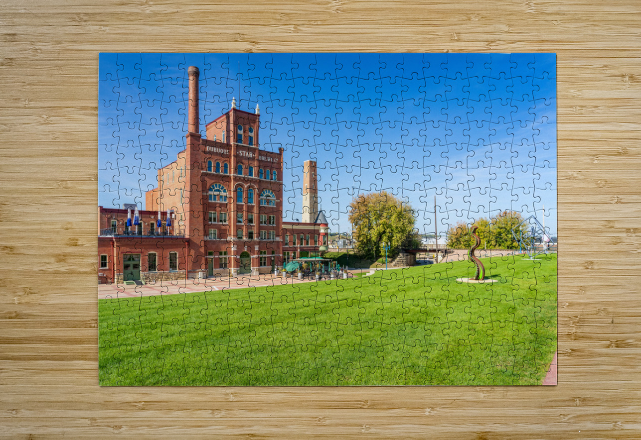 Historic Dubuque Star Brewery alongside Mississippi river Steve Heap Puzzle printing