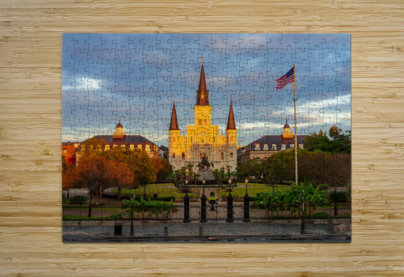 Sunrise on Cathedral Basilica of Saint Louis in New Orleans LA Steve Heap Puzzle printing
