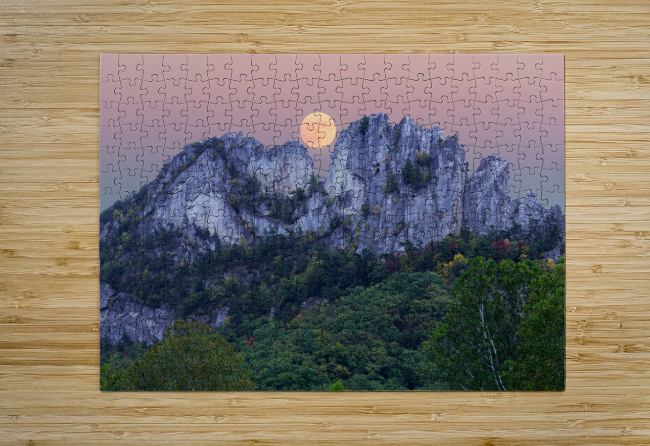 Supermoon over Seneca Rocks in West Virginia Steve Heap Puzzle printing