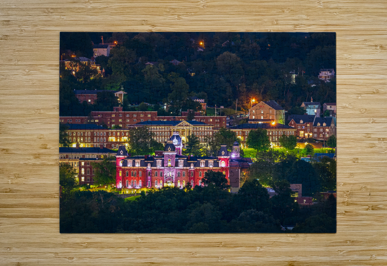 Downtown campus of West Virginia university at nightfall Steve Heap Puzzle printing