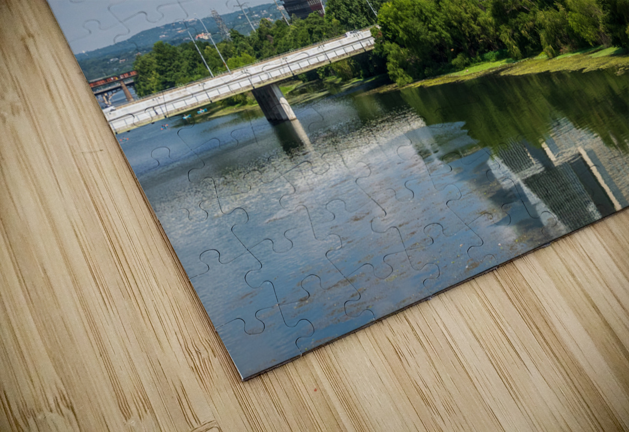 Cityscape of apartments in Austin Texas across Lady Bird Lake Steve Heap Puzzle
