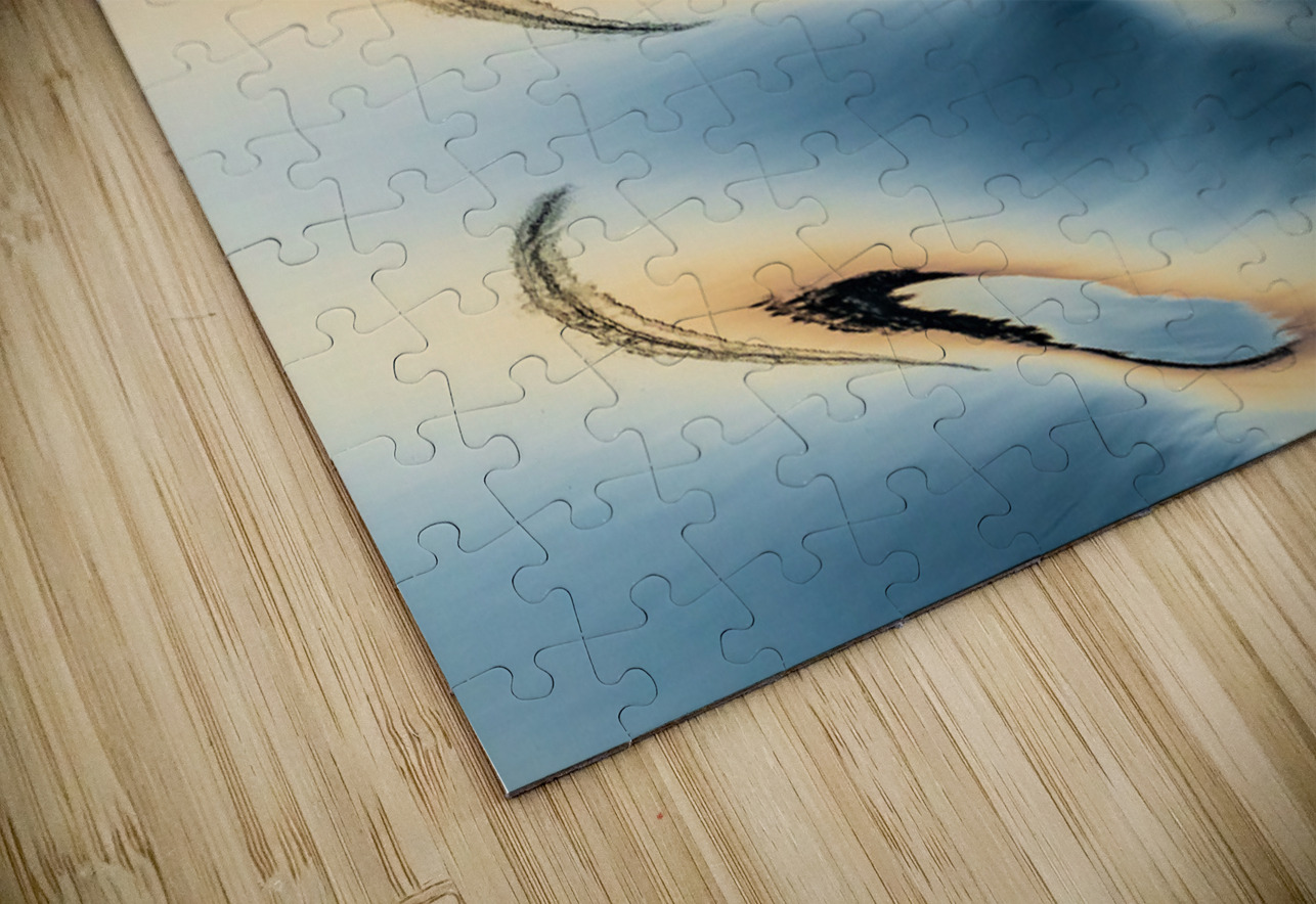 Reflections of electricity pylon at sunset in gentle river rippl Steve Heap Puzzle