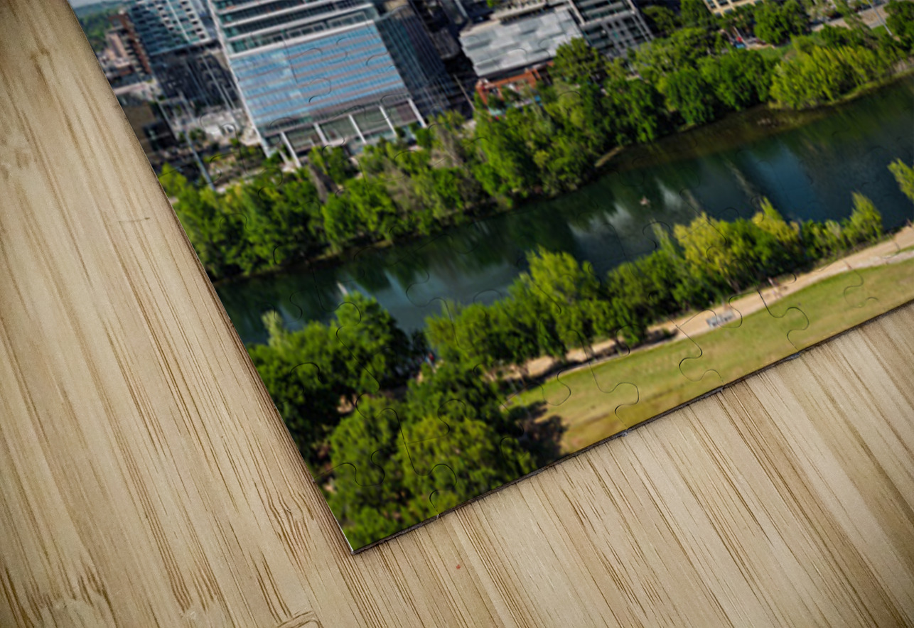 Aerial city skyline of Austin Texas in spring 2025 from park Steve Heap Puzzle