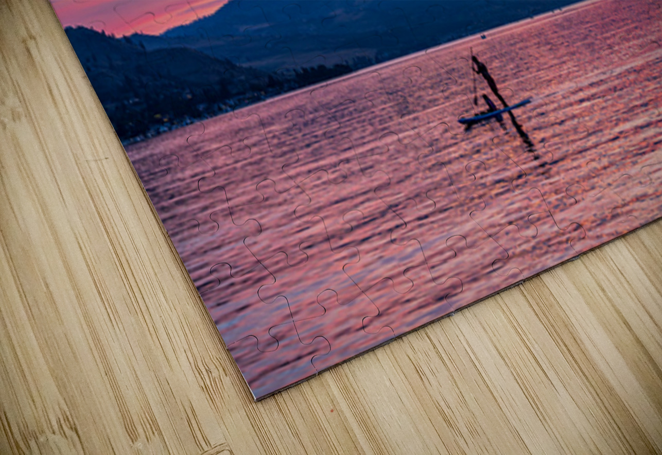 Sunset over Lake Chelan with silhouette of couple paddling on pa Steve Heap Puzzle