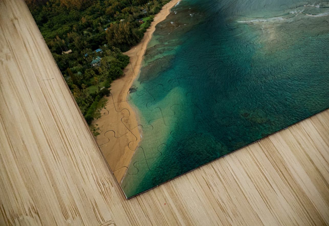 Aerial drone photo of Tunnels Beach at sunrise on Kauai in Hawaii Steve Heap Puzzle