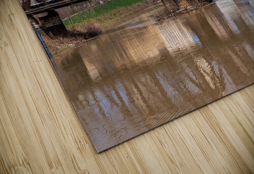 Columbus Ohio waterfront skyline behind railroad truss bridge Steve Heap puzzle