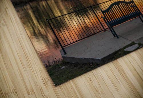 Dramatic sunset over Legacy Hills Park lake and golf course near Steve Heap puzzle