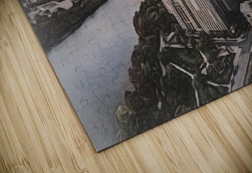 Charcoal sketch aerial Austin downtown skyline Steve Heap puzzle