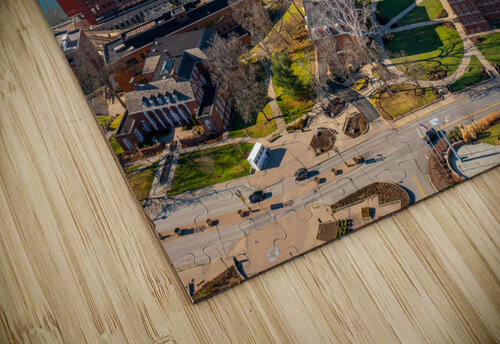 Aerial drone panorama of Woodburn Hall at WVU Steve Heap puzzle