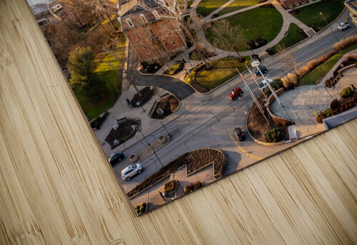 Aerial panorama of the Woodburn Circle at WVU Steve Heap puzzle