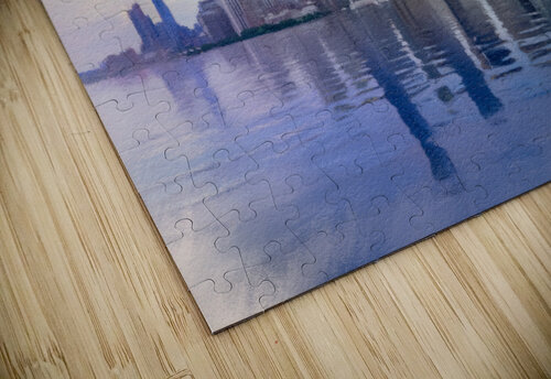 Pastel digital painting of panorama of Manhattan with calm water jigsaw puzzle