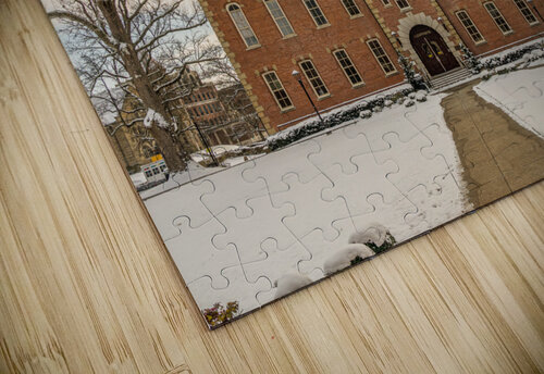 Martin Hall at West Virginia University in the snow Steve Heap puzzle