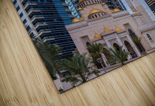 Mosque among towers on the waterfront at Dubai Marina UAE Steve Heap puzzle