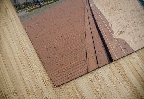 Rubber surface of running track alongside Dubai beach Steve Heap puzzle