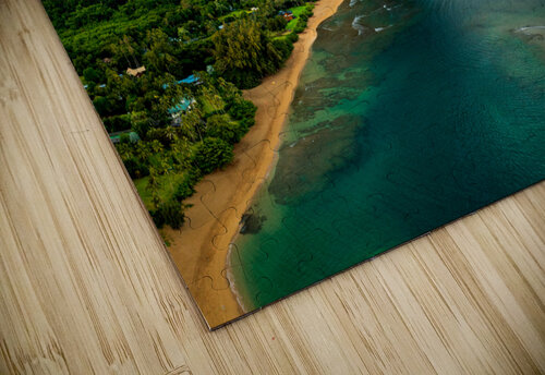 Aerial drone shot of Tunnels Beach at sunrise on Kauai in Hawaii Steve Heap puzzle