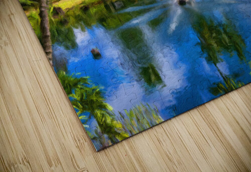 Oil painting of lagoon in the Na Aina Kai sculpture garden Steve Heap puzzle