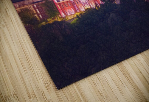 Pastel drawing campus of West Virginia university at night Steve Heap puzzle