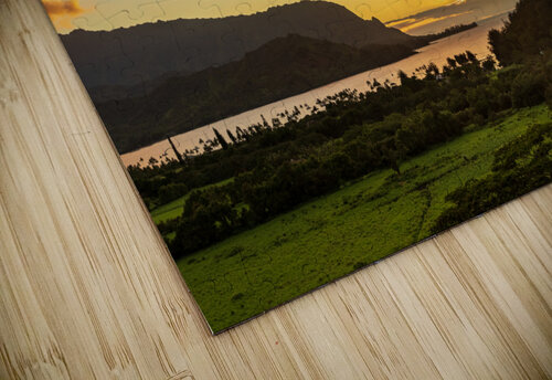 Sunset over Hanalei bay from overlook on the road Steve Heap puzzle