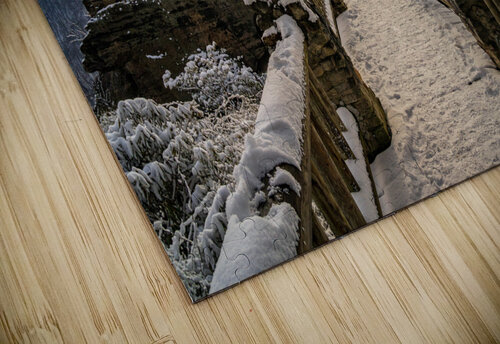 Coopers Rock overlook on snow-covered pathway in WV Steve Heap puzzle
