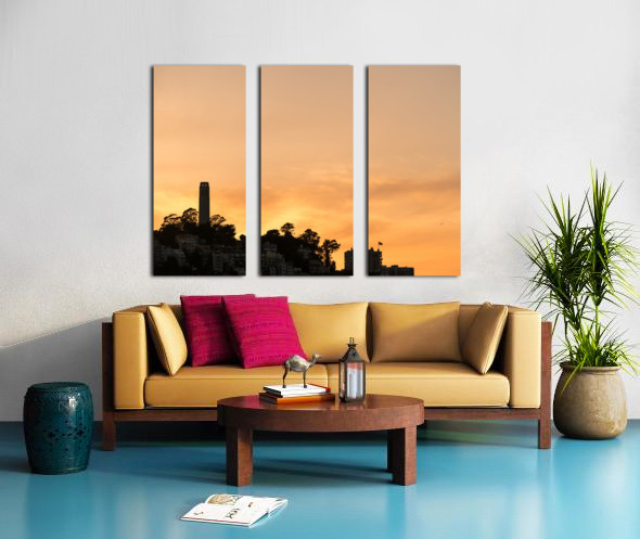 Coit tower at sunset in San Francisco Split Canvas print