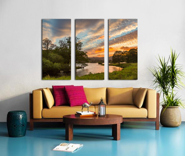 Sunset over Rydal Water in Lake District Split Canvas print