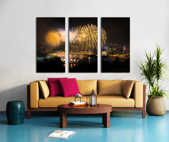 Fireworks over Pittsburgh for Independence Day Split Canvas print