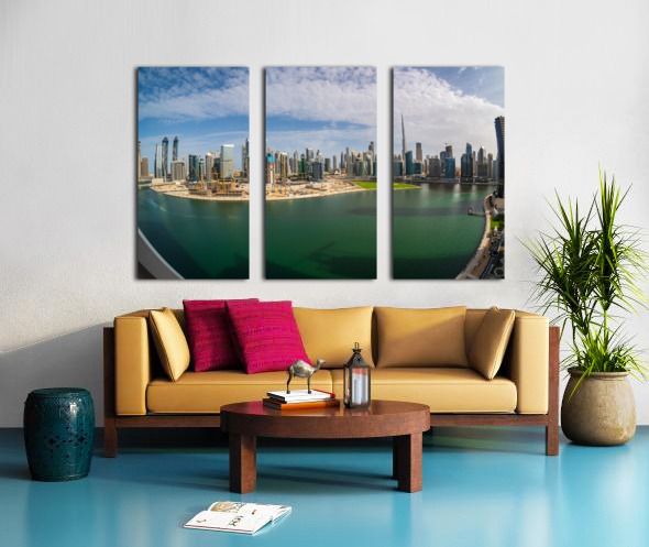 Construction of offices and apartments of Dubai Business Bay  Split Canvas print