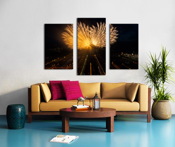 Abstract fireworks over Pittsburgh Canvas print