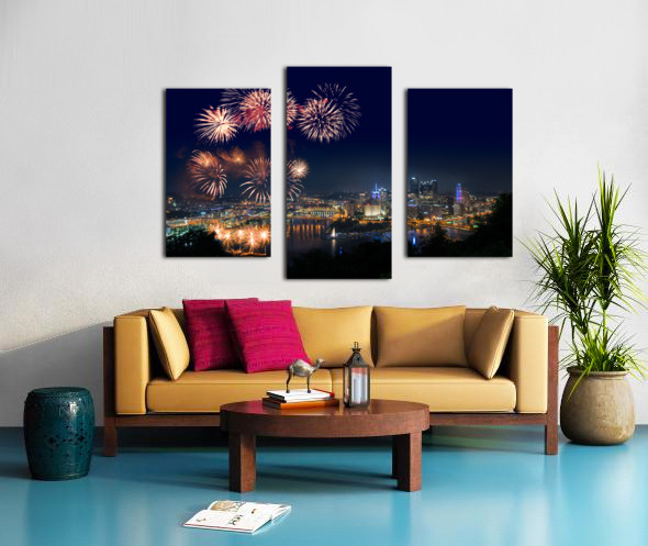 Fireworks over Pittsburgh for Independence Day Canvas print