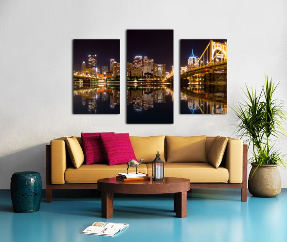 City Skyline of Pittsburgh at night Canvas print