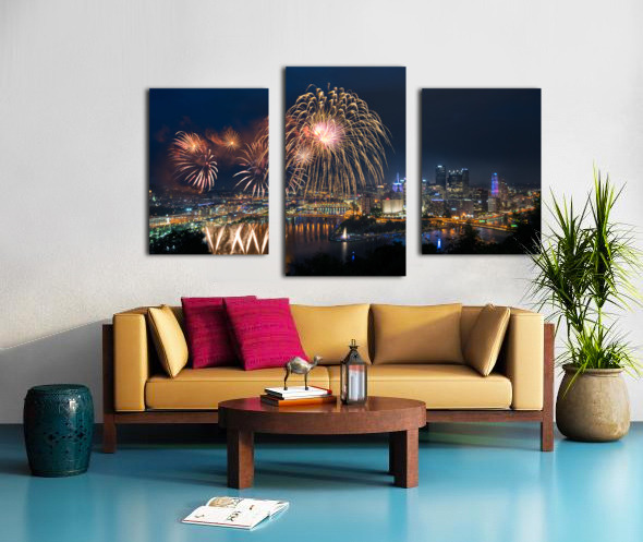 Fireworks over Pittsburgh for Independence Day Canvas print