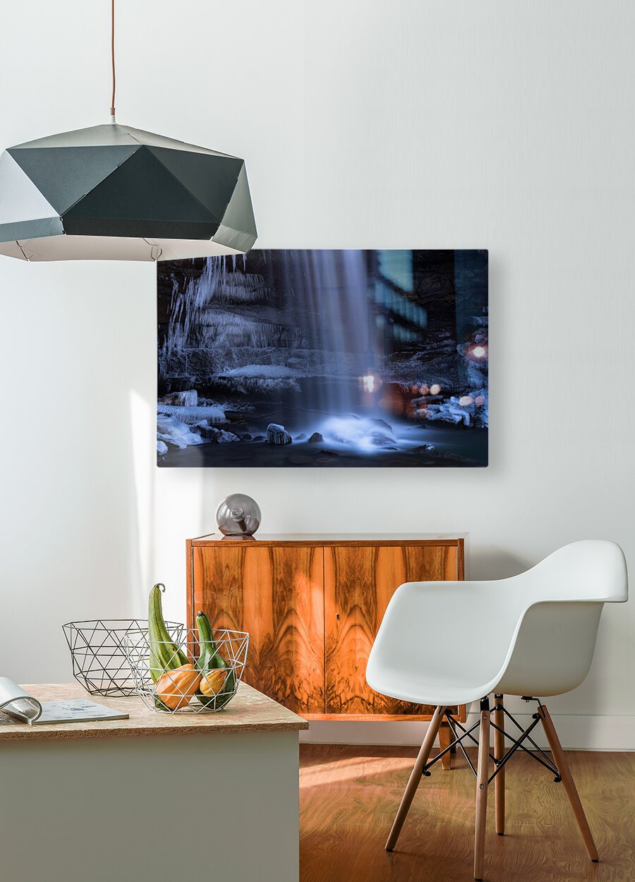 Cool Cucumber Falls detail in winter  HD Metal print with Floating Frame on Back